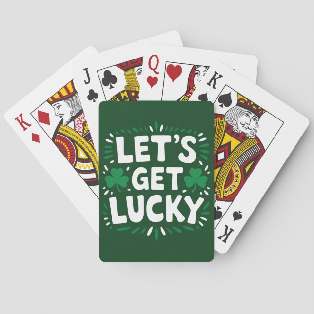 Let's Get Lucky Shamrock Funny St Patrick's Day Playing Cards (Back)