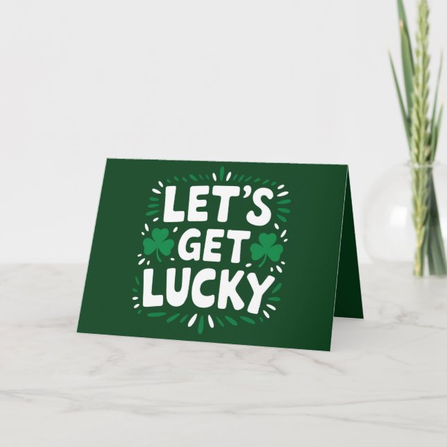 Let's Get Lucky Shamrock Funny St Patrick's Day Thank You Card (Front)