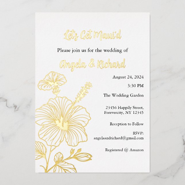 Let's get Maui'd Wedding Foil Invitation (Front)
