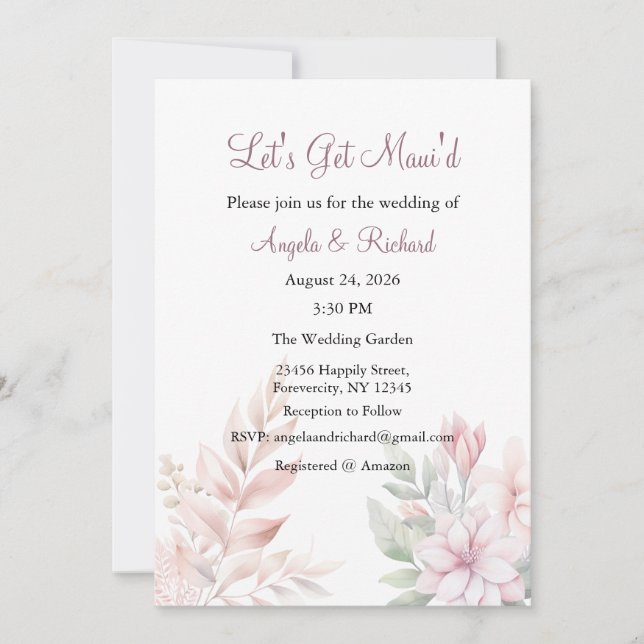 Let's get Maui'd Wedding Invitation, Bridal shower Invitation (Front)