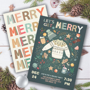 Let's Get Merry Holiday Christmas Party Sweater In Invitation