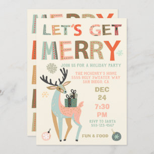 Let's Get Merry Holiday Christmas Party Sweater Invitation