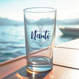 Let's Get Nauti Anchor Blue Bachelorette Party Glass