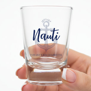 Let's Get Nauti Anchor Blue Bachelorette Party Shot Glass