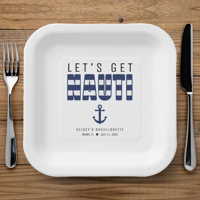 Let's Get Nauti Bachelorette Party Paper Plate (Let's Get Nauti Blue Bachelorette Party Paper Plates
)