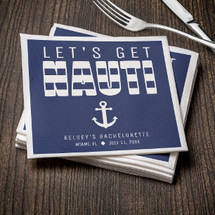 Let's Get Nauti Blue Bachelorette Party Napkin
