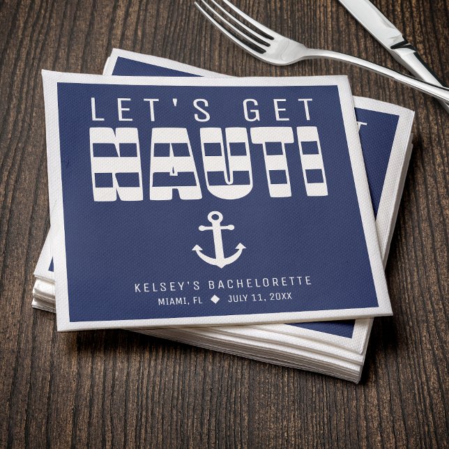 Let's Get Nauti Blue Bachelorette Party Napkin (Let's Get Nauti Blue Bachelorette Party Napkins
)