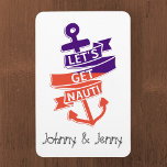 Lets Get Nauti Cruise Door Decoration Marker Magnet<br><div class="desc">Decorate your cabin ship door with this fun stateroom door marker. This custom cruise magnet features the fun saying "Let's Get Nauti." Personalise with your names in fun rope font. Please note: Not all ship's doors are magnetic. We cannot guarantee your door will be magnetic. Please check with your travel...</div>