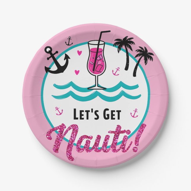 Let's Get Nauti! Nautical Bachelorette Plates (Front)