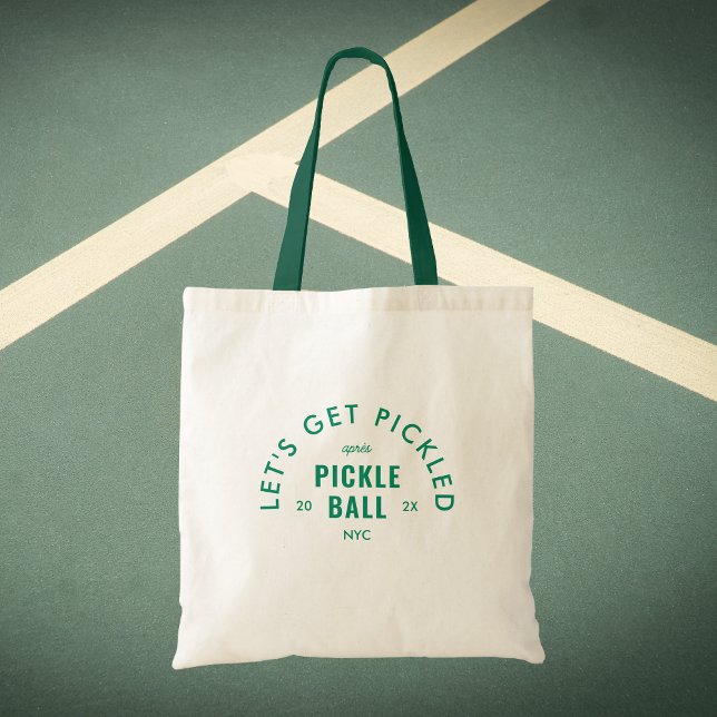 Let's Get Pickled Après Pickle Ball Green Handle Tote Bag (Creator Uploaded)