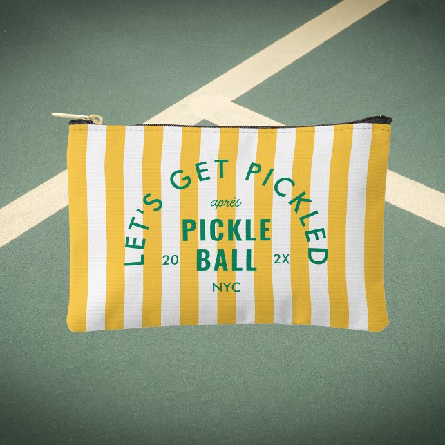 Let's Get Pickled Après Pickle Ball Yellow Stripe Accessory Pouch (Creator Uploaded)