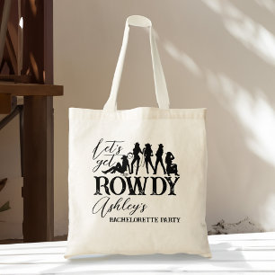Let's get rowdy cowgirl bachelorette party tote bag