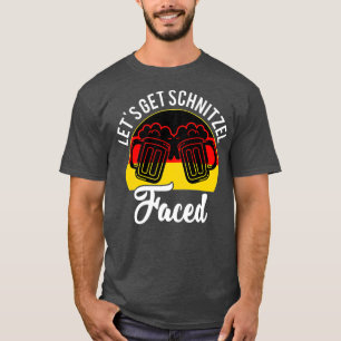 Let's Get Schnitzel Faced Oktoberfest Germany Flag T-Shirt
