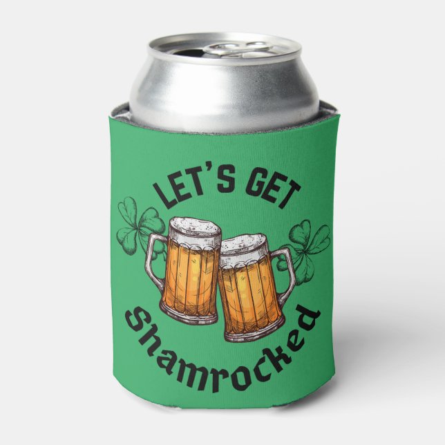 Let's Get Shamrocked St. Patrick's Day Can Cooler (Can Front)