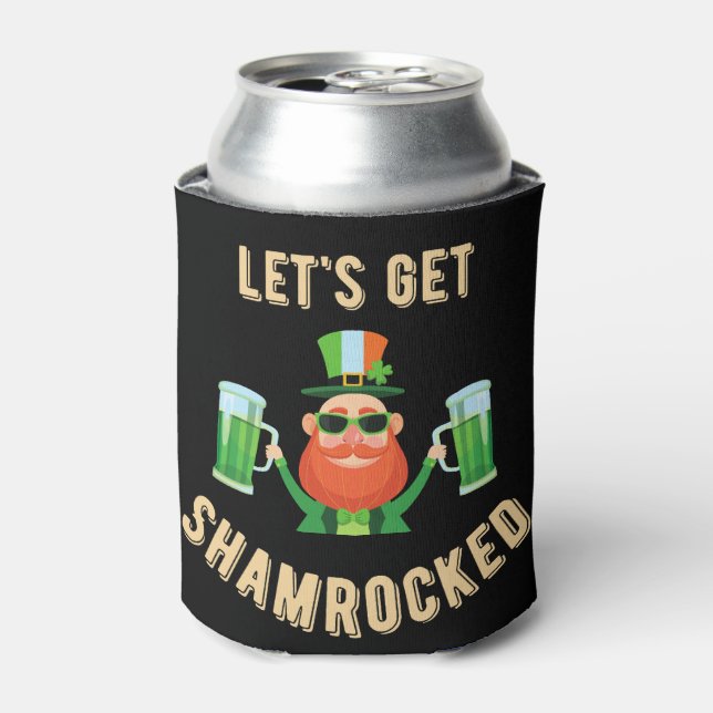 Let's Get Shamrocked St. Patrick's Day Can Cooler (Can Front)