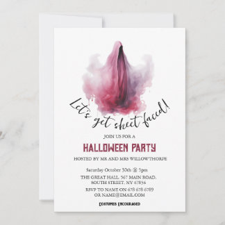Let's Get Sheet Faced Adult Halloween Party Ghost Invitation