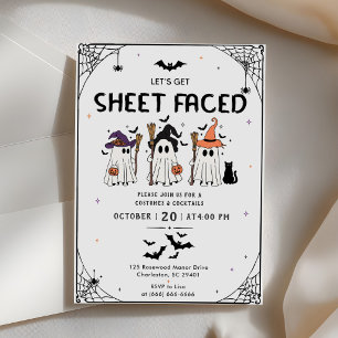 Let's Get Sheet Faced Adult Halloween Party Invitation