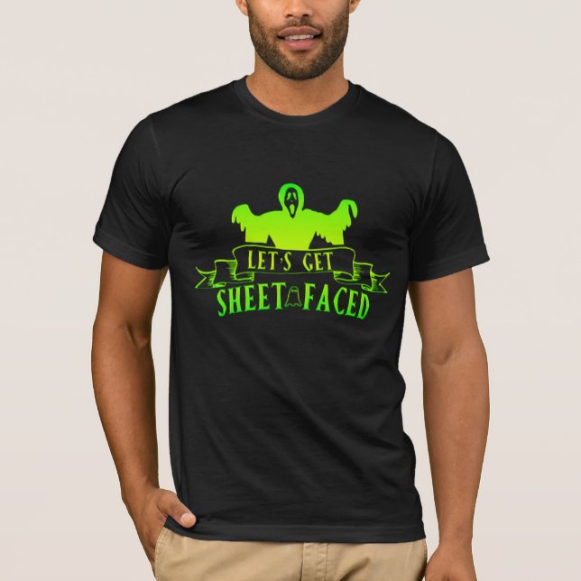 Let's get Sheet Faced Green Reaper Ghost Halloween T-Shirt (Front)