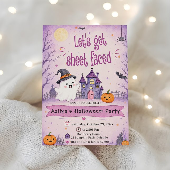 Let's get sheet faced Halloween Party Invitation (Creator Uploaded)