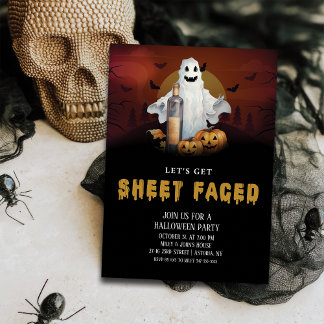 Let's Get Sheet Faced Halloween Party Invitation