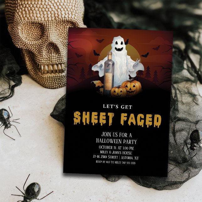 Let's Get Sheet Faced Halloween Party Invitation (Creator Uploaded)