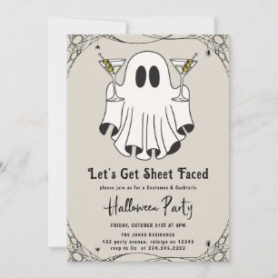 Let's Get Sheet Faced Martini Halloween Party Invitation