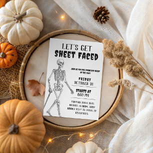 Lets Get Sheet Faced Skeleton Halloween Invite