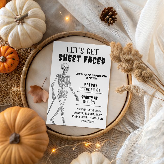 Lets Get Sheet Faced Skeleton Halloween Invite (Creator Uploaded)