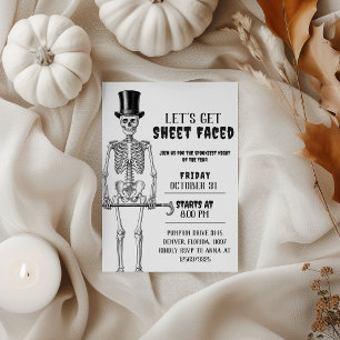 Lets Get Sheet Faced Top Hat Skeleton Invite