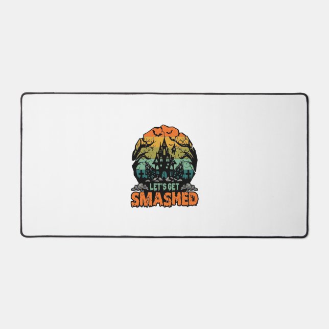 Lets Get Smashed Halloween Haunted House Sunset Ba Desk Mat (Front)