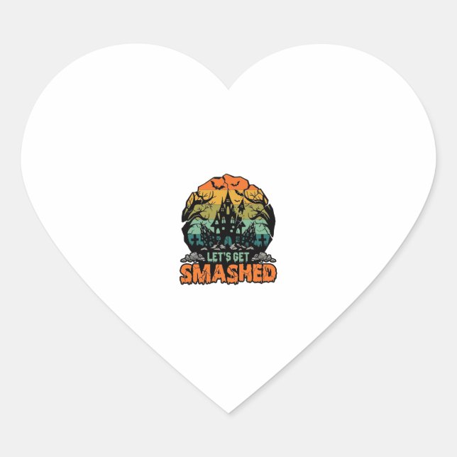 Lets Get Smashed Halloween Haunted House Sunset Ba Heart Sticker (Front)