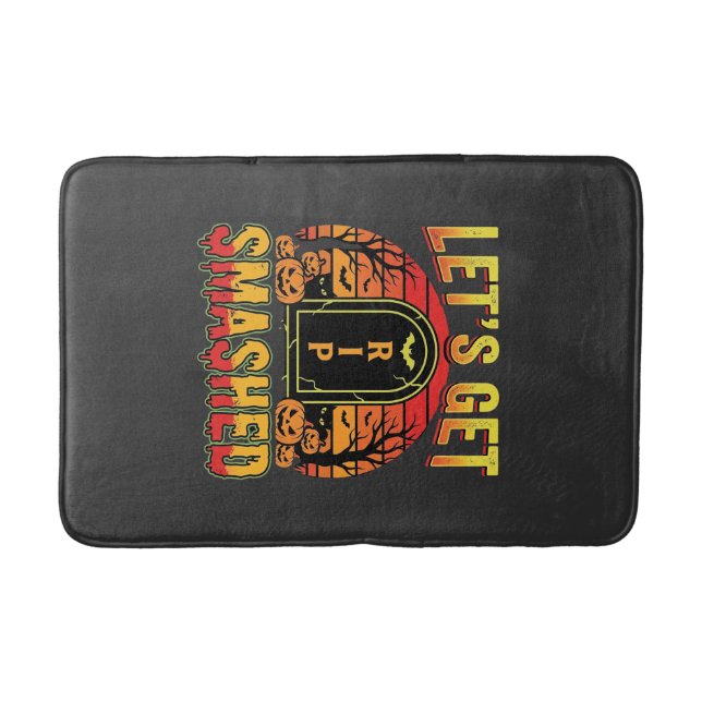 Lets Get Smashed Halloween Pumpkin Graveyard Bath Mat (Front)