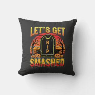 Lets Get Smashed Halloween Pumpkin Graveyard Cushion