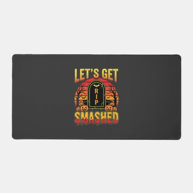 Lets Get Smashed Halloween Pumpkin Graveyard Desk Mat (Front)