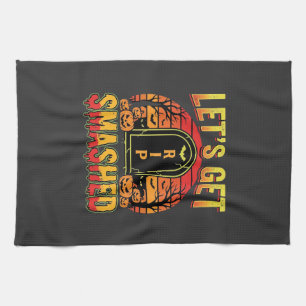 Lets Get Smashed Halloween Pumpkin Graveyard Tea Towel