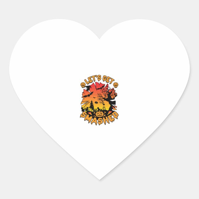 Lets Get Smashed Halloween Pumpkin Spooky Tree Bat Heart Sticker (Front)