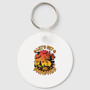 Lets Get Smashed Halloween Pumpkin Spooky Tree Bat Key Ring