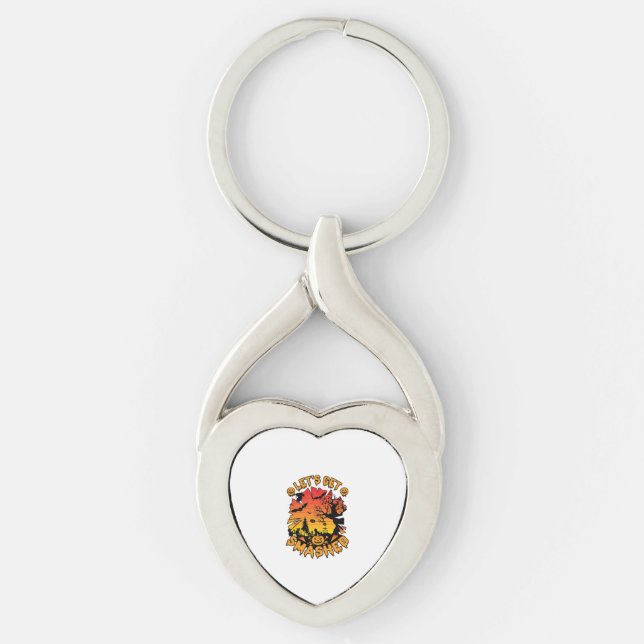 Lets Get Smashed Halloween Pumpkin Spooky Tree Bat Key Ring (Front)