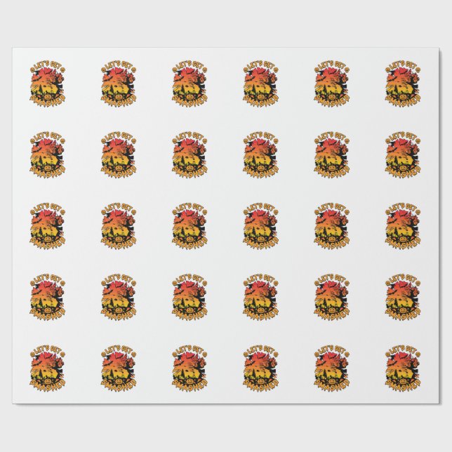 Lets Get Smashed Halloween Pumpkin Spooky Tree Bat Wrapping Paper (Flat)