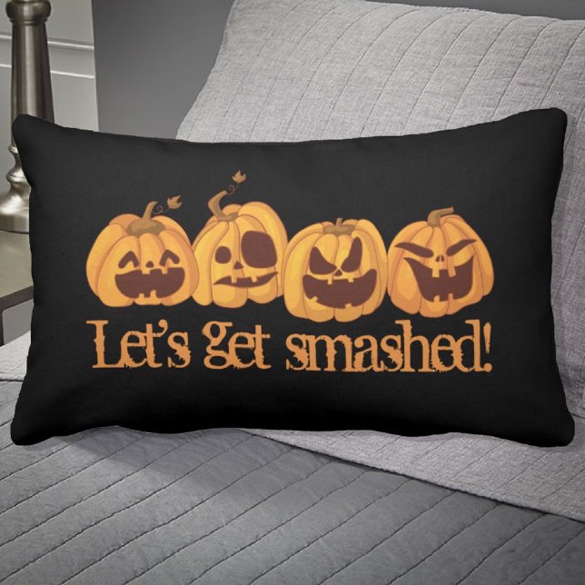 Let's get Smashed Pumpkin Halloween Lumbar Cushion (Creator Uploaded)