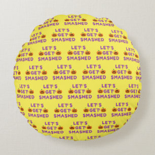 Let's Get Smashed (Pumpkins) Purple Round Cushion