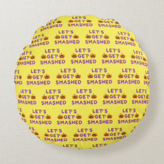 Let's Get Smashed (Pumpkins) Purple Round Cushion