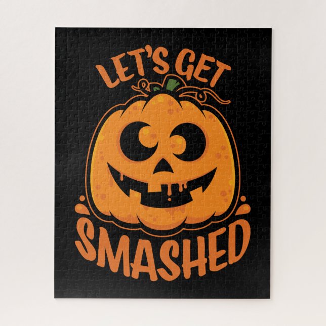 Let's Get Smashed Tipsy Halloween Jack-O’-Lantern Jigsaw Puzzle (Vertical)