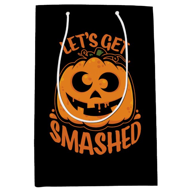 Let's Get Smashed Tipsy Halloween Jack-O’-Lantern Medium Gift Bag (Front)