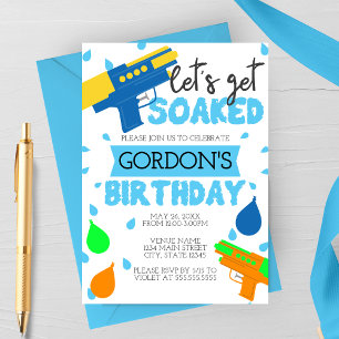 Let's Get Soaked Birthday Party Invitation