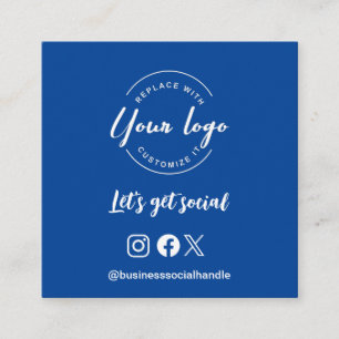 Let's get social logo icons website QR code blue Square Business Card