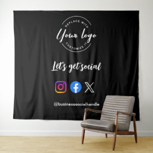 Let's Get Social Media Icons Custom logo Tapestry