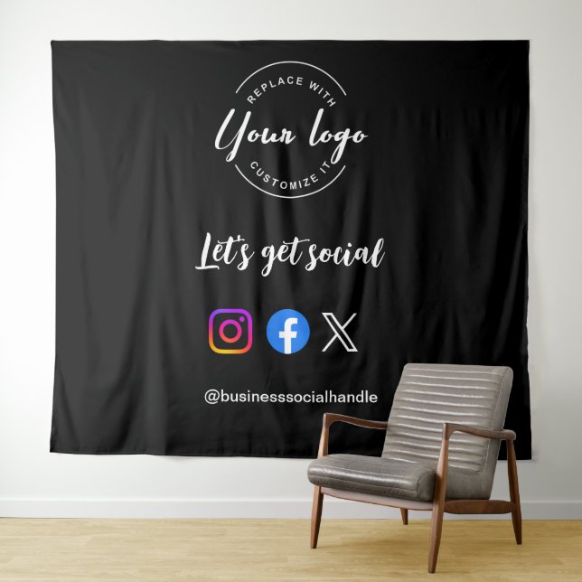 Let's Get Social Media Icons Custom logo Tapestry (In Situ (Horizontal))