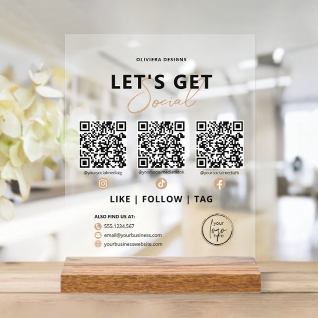 Let's Get Social QR Code Connect with Us Acrylic Sign (Creator Uploaded)