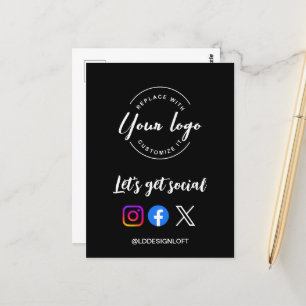 Let's get social QR code website promotional Postcard